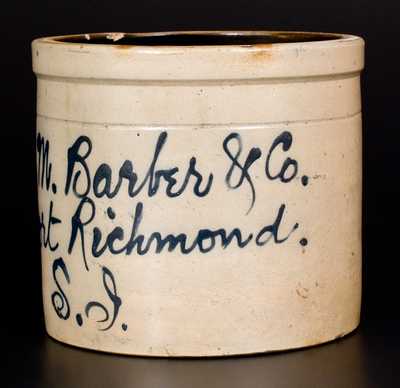 Rare One-Gallon Port Richmond, Staten Island, New York Stoneware Advertising Crock