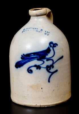 J. NORTON & CO. / BENNINGTON, VT Stoneware Jug w/ Bird Decoration