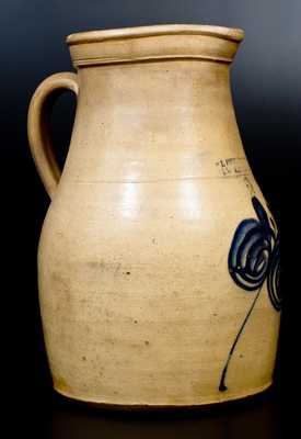 S. L. PEWTRESS / NEW HAVEN, CONN. Stoneware Pitcher with Cobalt Decoration