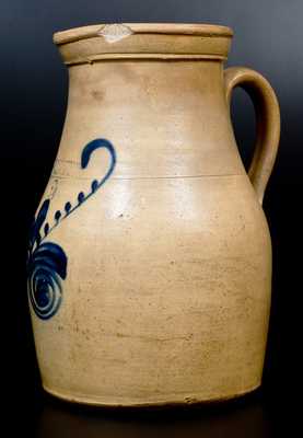 S. L. PEWTRESS / NEW HAVEN, CONN. Stoneware Pitcher with Cobalt Decoration