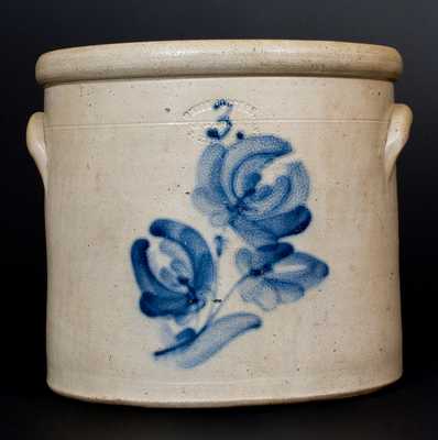 3 Gal. UNION POTTERY / NEWARK, NJ Stoneware Crock with Floral Decoration