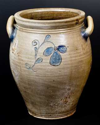 Stoneware Jar w/ Unusual Incised Floral Decoration, Northeastern US, c1810