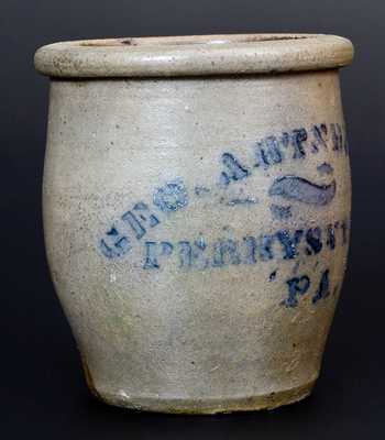Small Western PA Stoneware Cream Jar w/ PERRYSVILLE, PA Stenciled Advertising