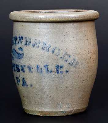 Small Western PA Stoneware Cream Jar w/ PERRYSVILLE, PA Stenciled Advertising