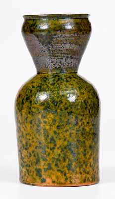 George Ohr Pottery Large Vase with Flecked Green Glaze