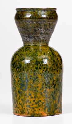 George Ohr Pottery Large Vase with Flecked Green Glaze