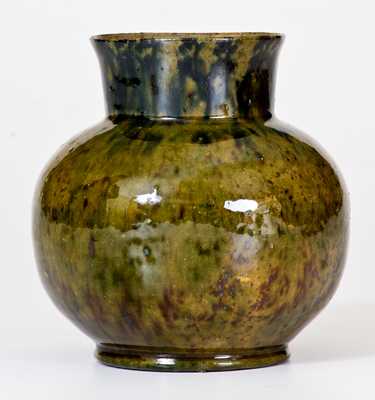 George Ohr Pottery Squat Ovoid Green Vase