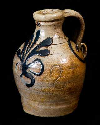 Extremely Rare and Important Adam States (Manhattan) circa 1745 Miniature Stoneware Jug