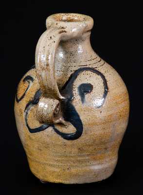 Extremely Rare and Important Adam States (Manhattan) circa 1745 Miniature Stoneware Jug