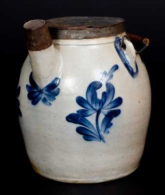 COWDEN & WILCOX / HARRISBURG, PA Stoneware Batter Pail with Floral Decoration