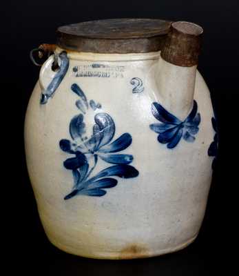 COWDEN & WILCOX / HARRISBURG, PA Stoneware Batter Pail with Floral Decoration