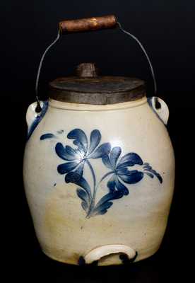 COWDEN & WILCOX / HARRISBURG, PA Stoneware Batter Pail with Floral Decoration