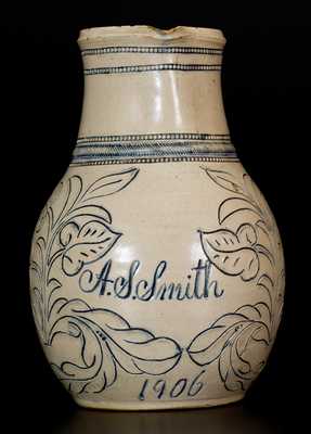 Rare Richard Remmey, Philadelphia, PA Stoneware Pitcher Incised