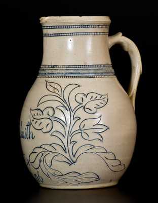 Rare Richard Remmey, Philadelphia, PA Stoneware Pitcher Incised 