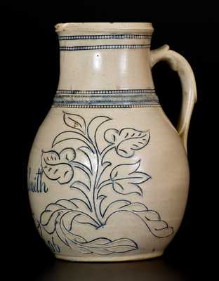 Rare Richard Remmey, Philadelphia, PA Stoneware Pitcher Incised