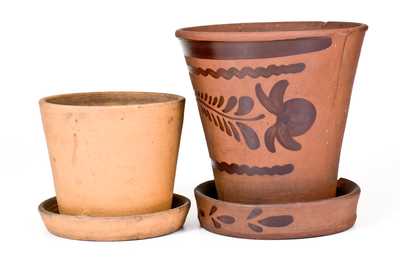 Lot of Two: Western PA Tanware Flowerpots