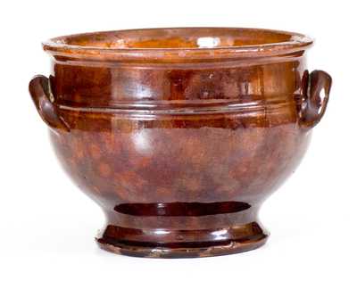 Redware Sugar Bowl with Manganese Glaze