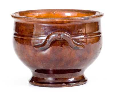 Redware Sugar Bowl with Manganese Glaze