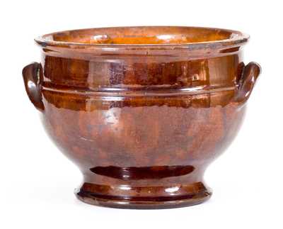 Redware Sugar Bowl with Manganese Glaze