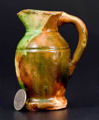 Rare Small-Sized Multi-Glazed Redware Creamer, Strasburg, VA