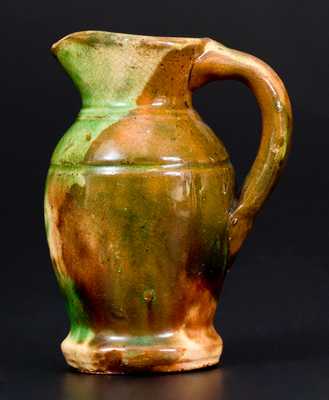 Rare Small-Sized Multi-Glazed Redware Creamer, Strasburg, VA