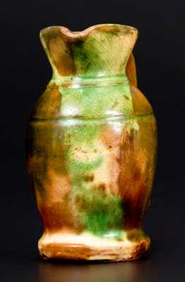 Rare Small-Sized Multi-Glazed Redware Creamer, Strasburg, VA