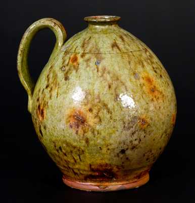 Ovoid New England Redware Jug w/ Exceptional Glaze