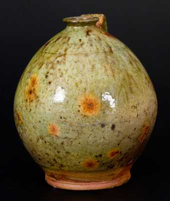 Ovoid New England Redware Jug w/ Exceptional Glaze