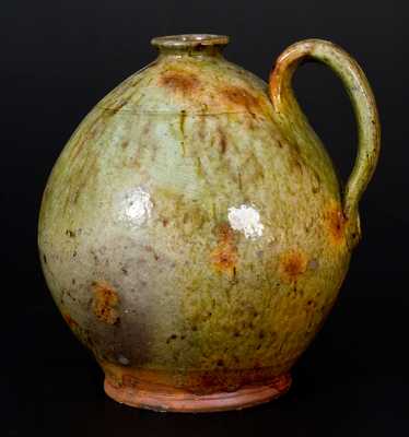 Ovoid New England Redware Jug w/ Exceptional Glaze
