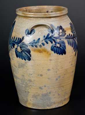 3 Gal. Baltimore Stoneware Jar with Exceptional Floral Decoration, c1840