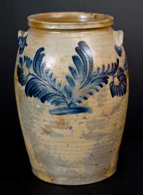 3 Gal. Baltimore Stoneware Jar with Exceptional Floral Decoration, c1840