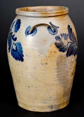 3 Gal. Baltimore Stoneware Jar with Exceptional Floral Decoration, c1840