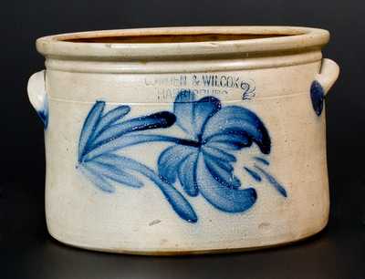 COWDEN & WILCOX / HARRISBURG, PA Stoneware Cake Crock w/ Floral Decoration