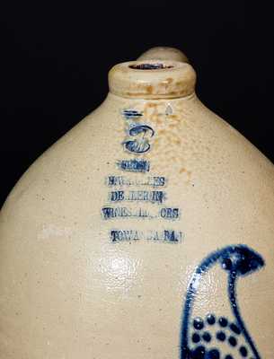 TOWANDA, PA Stoneware Advertising Jug with Elaborate Bird Decoration