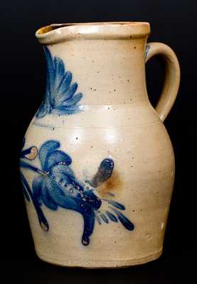 COWDEN & WILCOX / HARRISBURG, PA Stoneware Pitcher with Floral Decoration