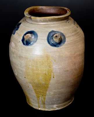 J. REMMEY / MANHATTAN-WELLS / NEW-YORK Stoneware Jar w/ Elaborate Incised Design