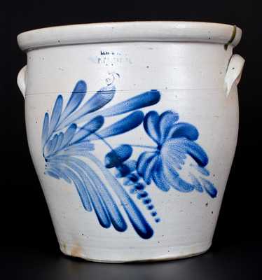 Rare LEWIS JONES / PITTSTON, PA Stoneware Jar with Elaborate Floral Decoration