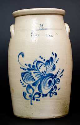 OTTMAN BRO S. Stoneware Churn with Floral Decoration