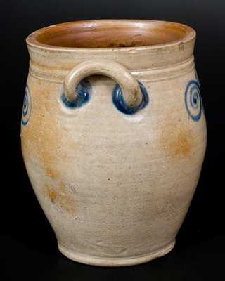 Fine Stoneware Jar with Watchspring Decoration, Manhattan or NJ, 18th century