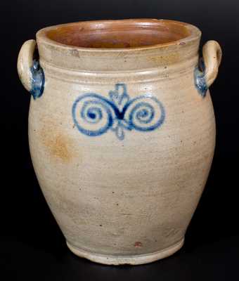 Fine Stoneware Jar with Watchspring Decoration, Manhattan or NJ, 18th century