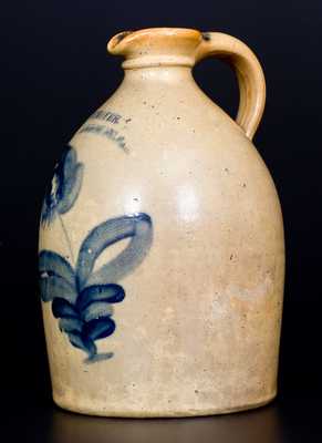 Rare WM. MOYER / HARRISBURG, PA Decorated Stoneware Syrup Jug