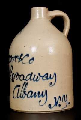 Stoneware "Cushman & Co. / Albany, NY" Script Advertising Jug