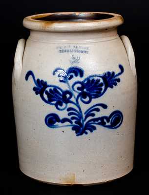 J. & E. NORTON / BENNINGTON, VT Stoneware Jar w/ Bold Floral Decoration
