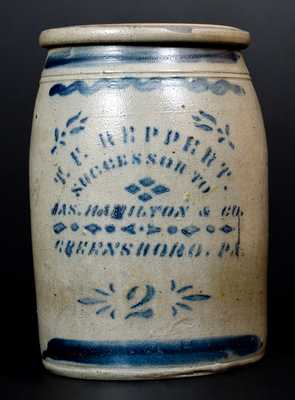 T. F. REPPERT / SUCCESSOR TO JAS. HAMILTON & CO. / GREENSBORO, PA Stoneware Jar