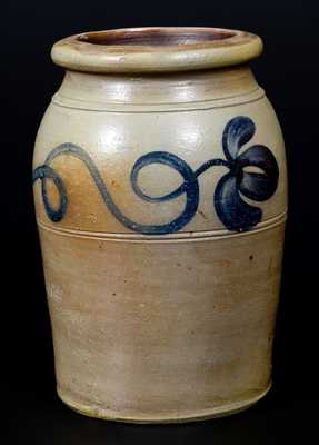 Western PA Stoneware Jar with Brushed Floral Decoration