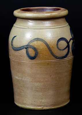 Western PA Stoneware Jar with Brushed Floral Decoration