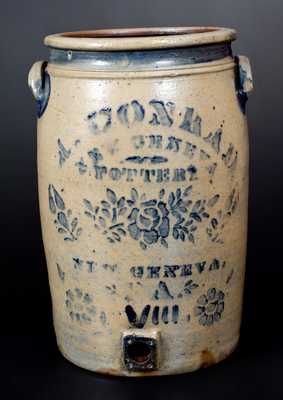 Outstanding A. CONRAD / NEW GENEVA, PA Stoneware Cooler w/ Elaborate Decoration