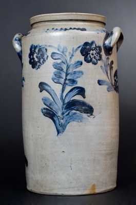 Henry Remmey, Philadelphia Stoneware Water Cooler w/ Profuse Floral Decoration