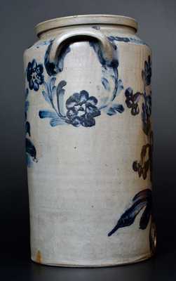 Henry Remmey, Philadelphia Stoneware Water Cooler w/ Profuse Floral Decoration