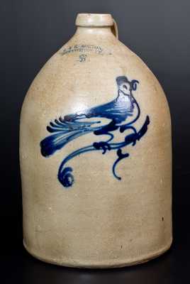 J. & E. NORTON / BENNINGTON, VT Stoneware Jug with Bird Decoration